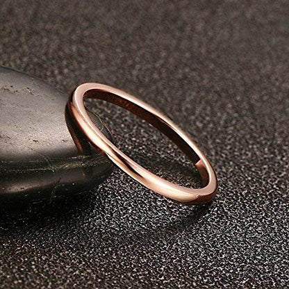 Rockyu タングステン リング 細身 2mm シンプル おしゃれ 指輪 男女兼用 全5色