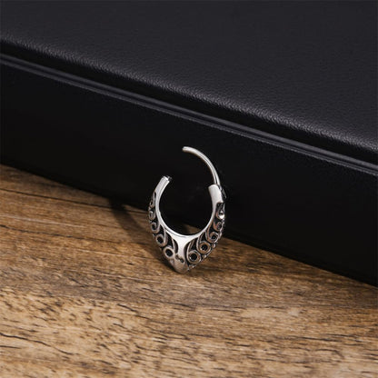 Rockyu ピアス メンズ 唐草模様 フープ ステンレス シルバー 金属アレルギー対応 片耳用