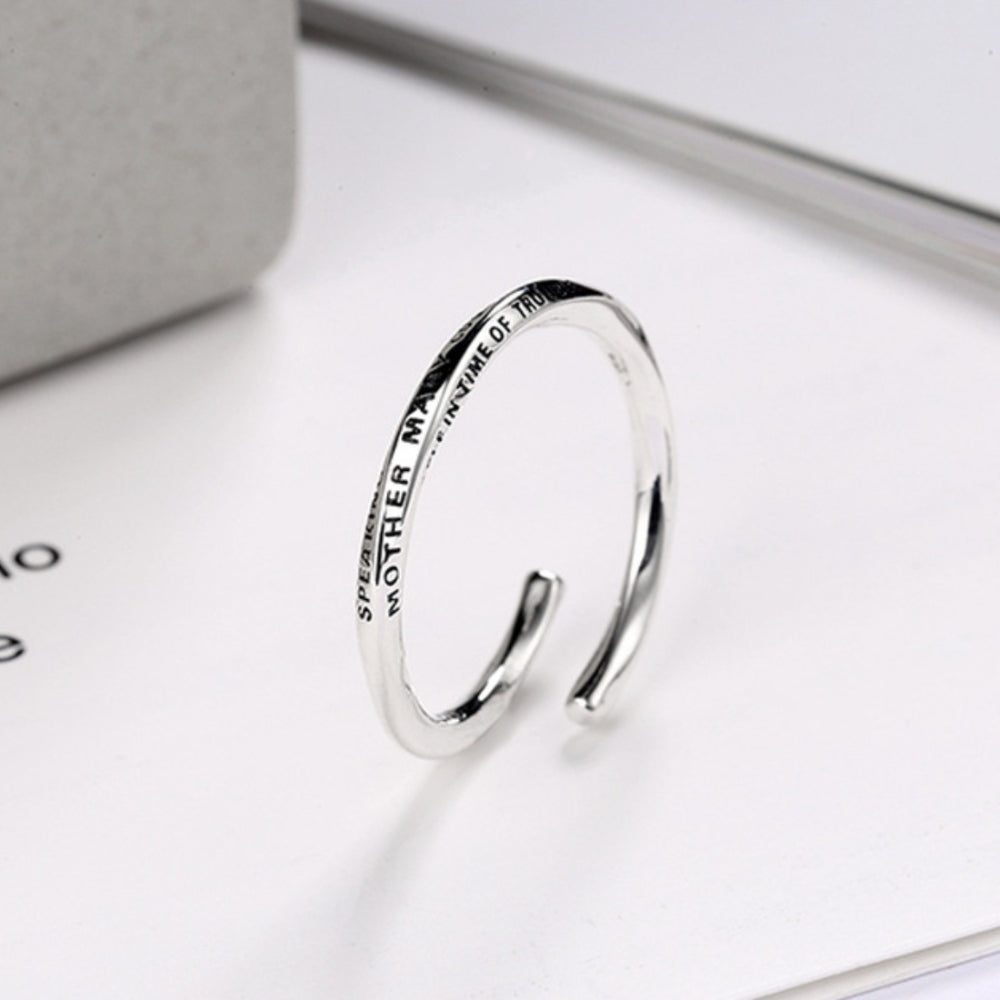 Rockyu メッセージ刻印リング シルバー925 レディース メンズ フリーサイズ 指輪