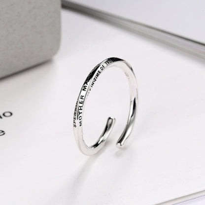 Rockyu メッセージ刻印リング シルバー925 レディース メンズ フリーサイズ 指輪