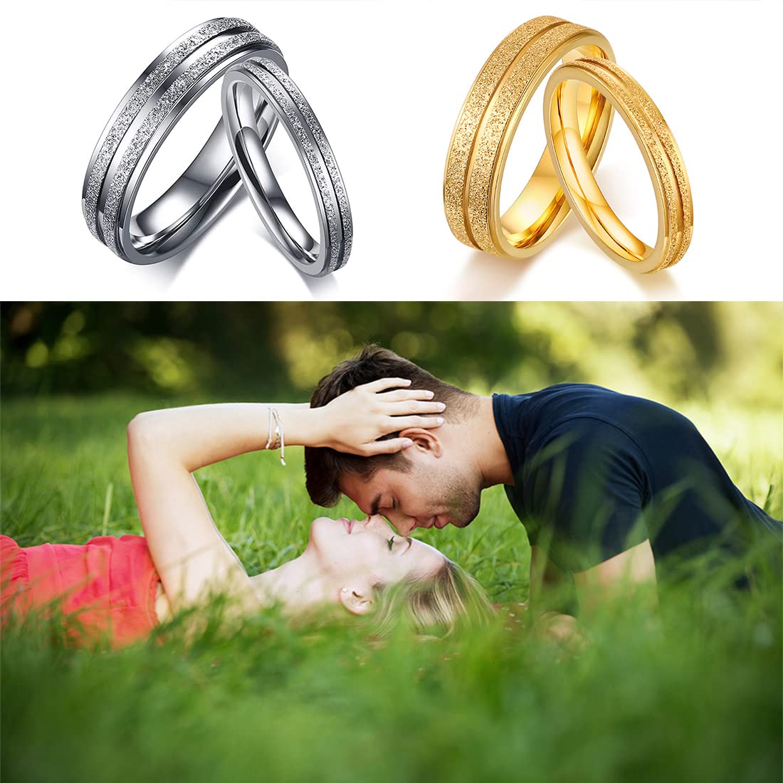 Rockyu ペアリング ステンレス シンプル 指輪 男女兼用 3mm/5mm 選べるサイズ