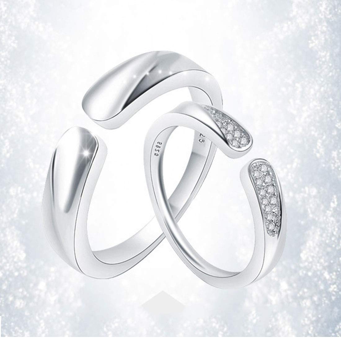 Rockyu 指輪 メンズ シルバー925 フリーサイズ ペアリング シンプル 結婚婚約対応