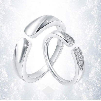 Rockyu 指輪 メンズ シルバー925 フリーサイズ ペアリング シンプル 結婚婚約対応