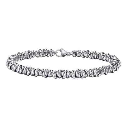 Rockyu 開口輪チェーンブレスレット｜ステンレス製 シルバー｜19.5cm・22cm｜ユニセックスデザイン 金属アレルギー対応