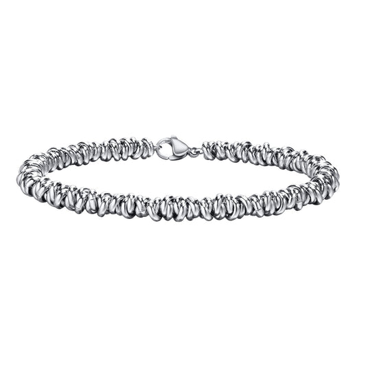 Rockyu 開口輪チェーンブレスレット｜ステンレス製 シルバー｜19.5cm・22cm｜ユニセックスデザイン 金属アレルギー対応