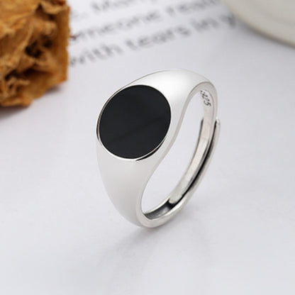 Rockyu シルバー925 レディース＆メンズ 印台リング ペアデザイン ブラックオニキス風