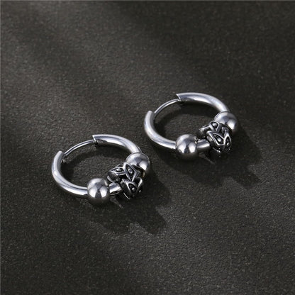 Rockyu ピアス メンズ フープ シルバー 鈴付き リングピアス 316Lステンレス 両耳用