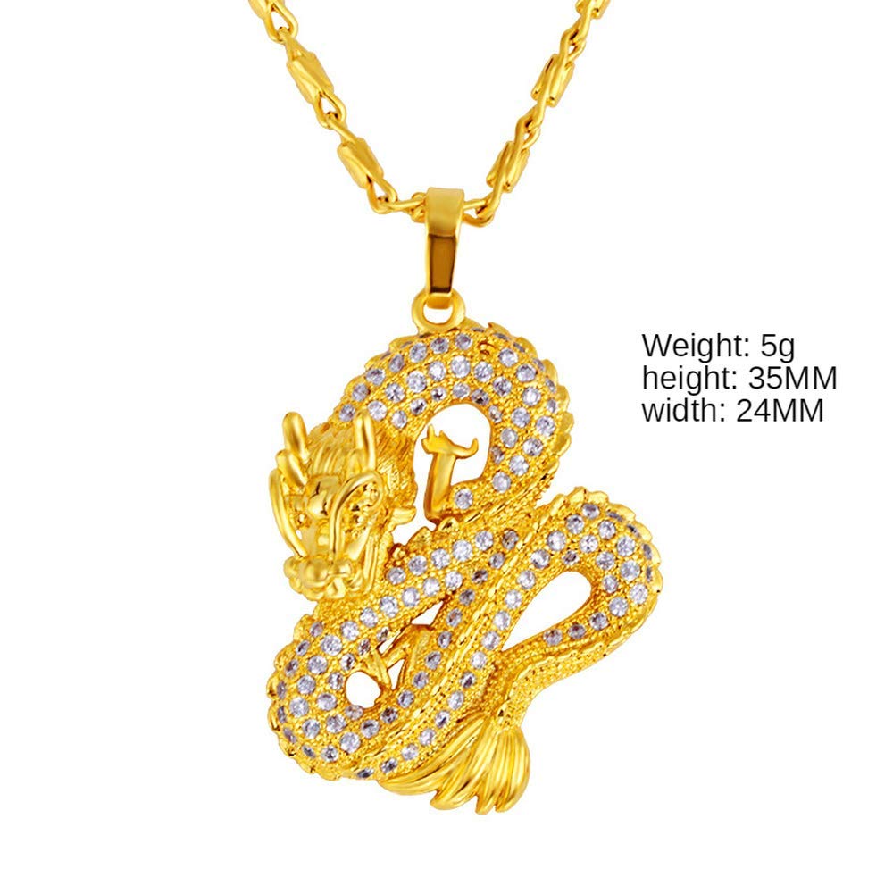 Rockyu ドラゴンネックレス メンズ｜ジルコニア 龍モチーフ ペンダント ゴールド＆シルバー 2色展開
