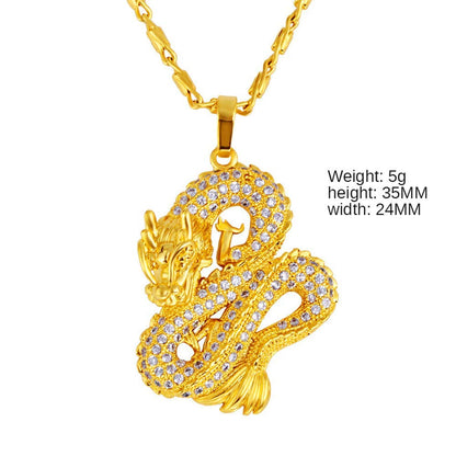 Rockyu ドラゴンネックレス メンズ｜ジルコニア 龍モチーフ ペンダント ゴールド＆シルバー 2色展開
