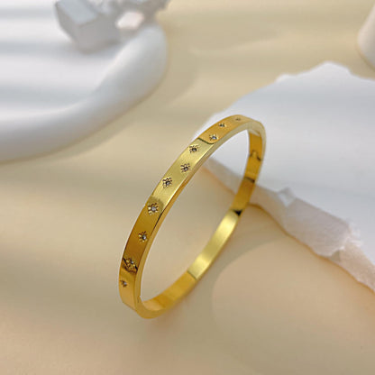 バングル レディース ゴールド シルバー ステンレス 金属アレルギー対応 ジルコニア シンプルデザイン