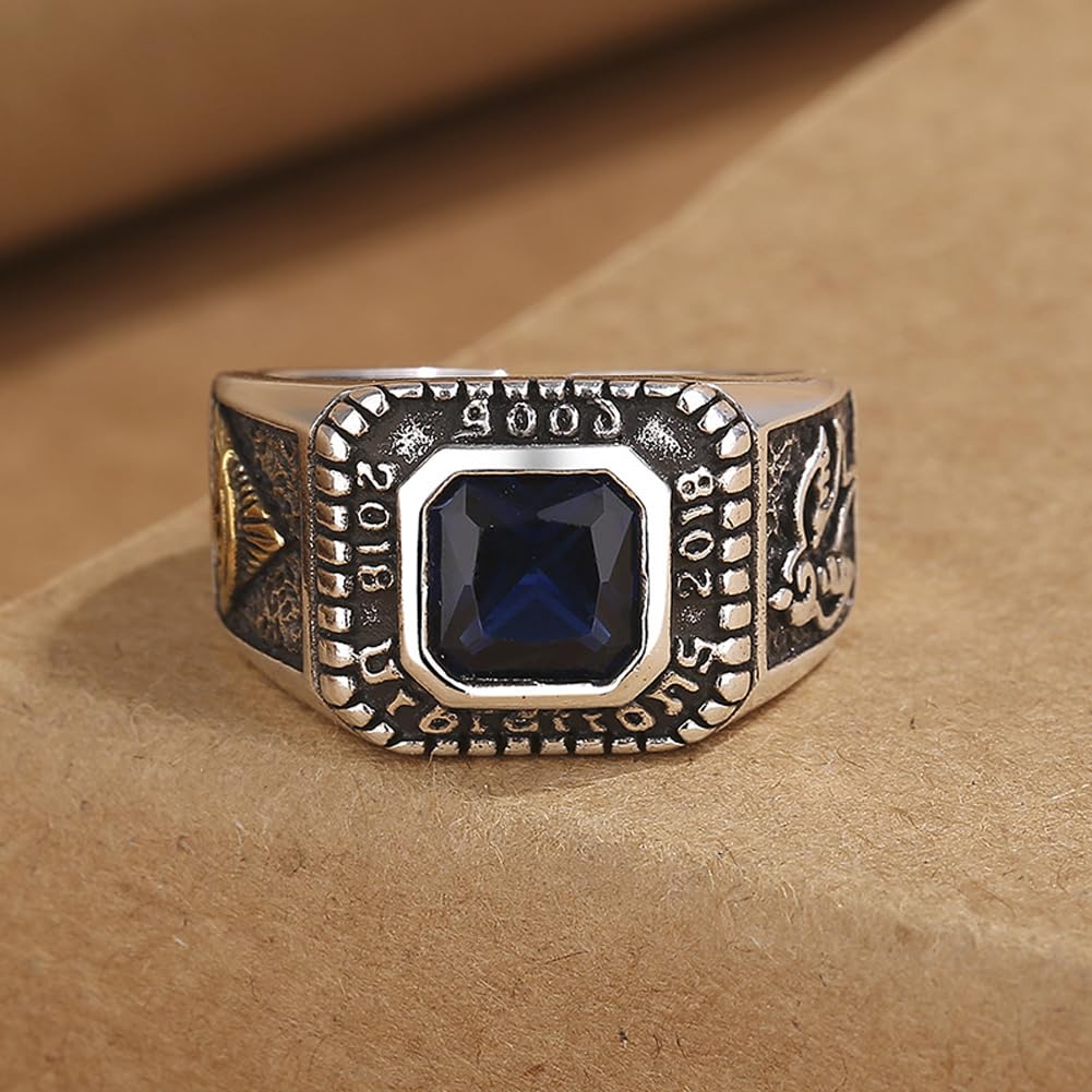 Rockyu ブルージルコニア レディースリング フリーサイズ ステンレス製 金属アレルギー対応