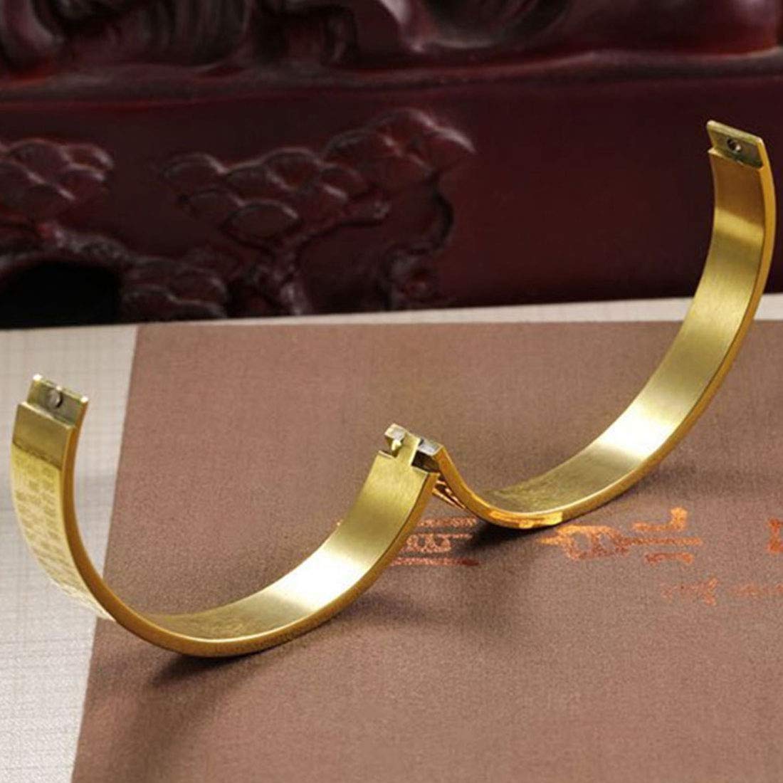 Rockyu 般若心経バングル メンズ レディース 8mm/10mm ゴールド＆シルバー