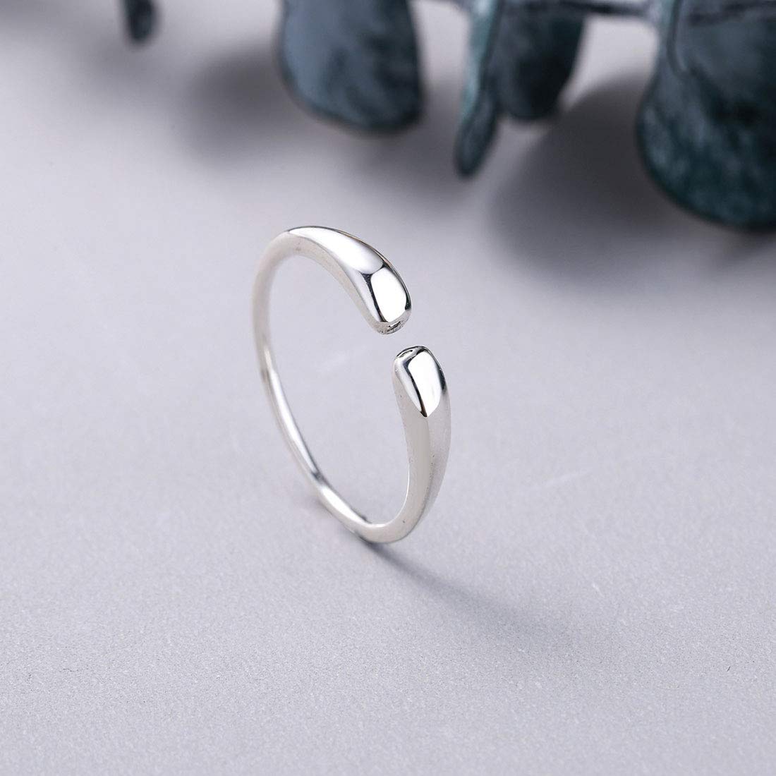 Rockyu リング レディース シルバー925 フリーサイズ ホワイトゴールド 流れる雫 ファランジリング ジュエリー