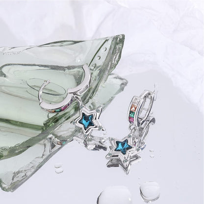 Rockyu ピアス レディース シルバー スター フープ ジルコニア 小さめ 星形 アレルギー対応 韓国風アクセ