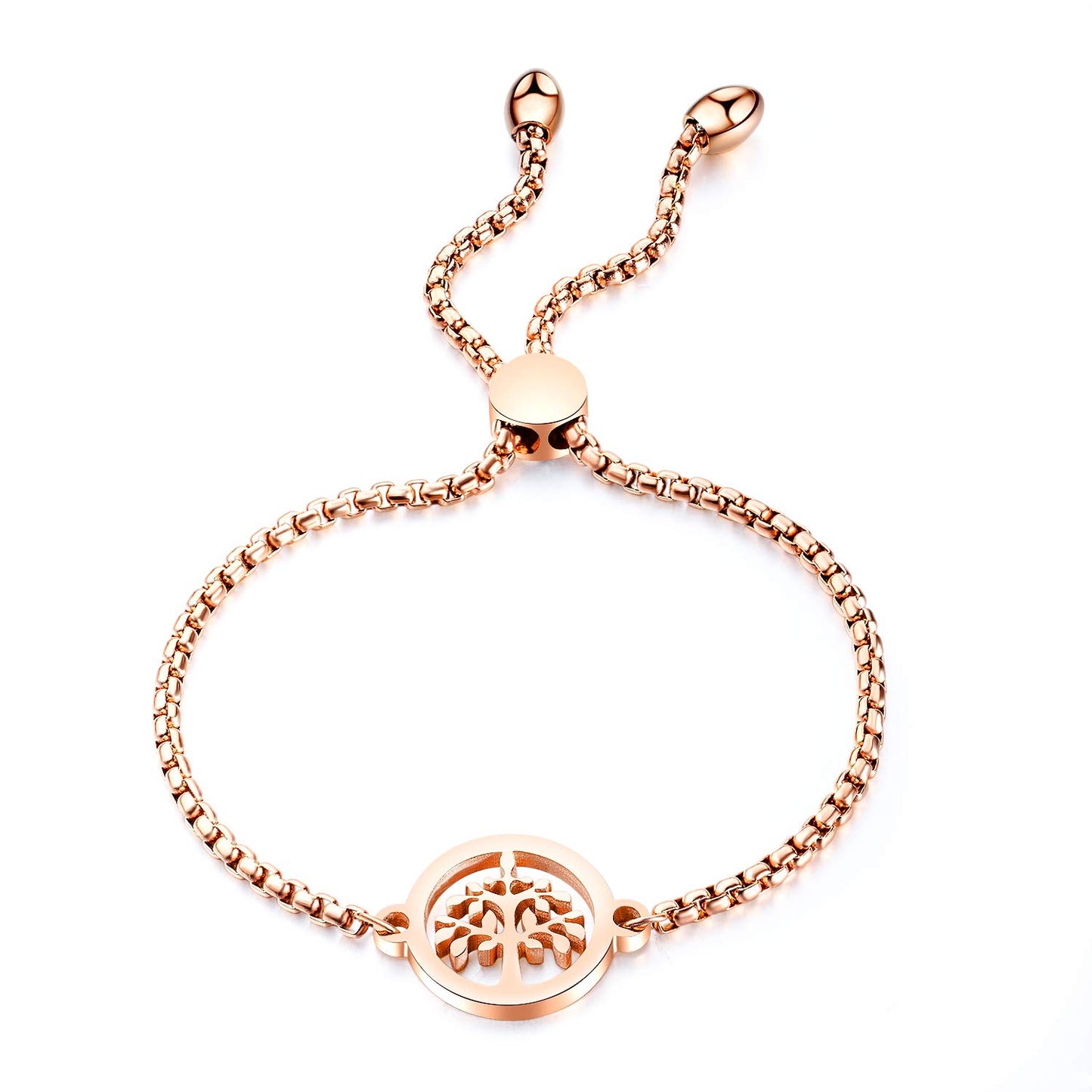 Rockyu ステンレス製 スライドブレスレット｜ツリーオブライフ モチーフ レディース