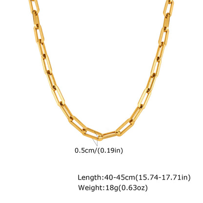 Rockyu ネックレス レディース メンズ ペーパークリップチェーン 幅0.5cm 長さ40〜45cm ゴールド/シルバー