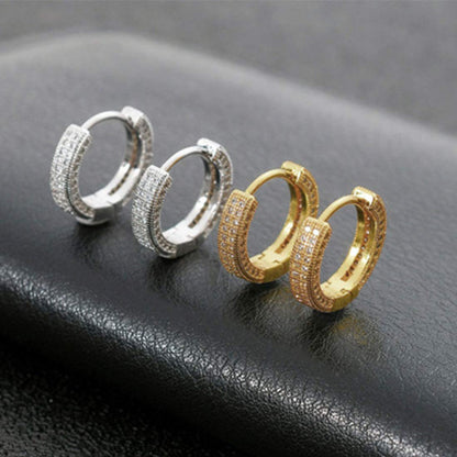 Rockyu フープピアス レディース ジルコニア シルバー＆ゴールド ヒップホップスタイル