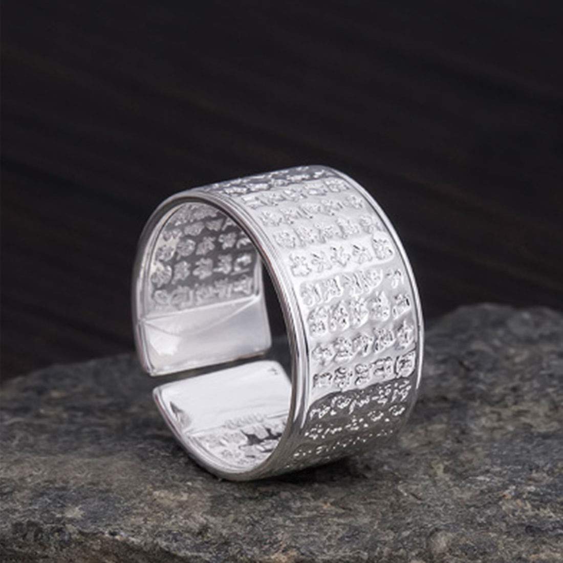 925純銀 般若心経リング｜仏教マントラ刻印のスピリチュアル指輪