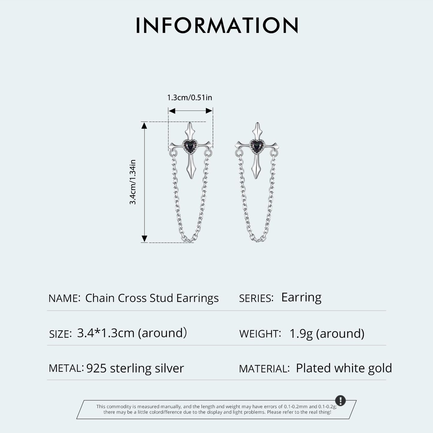 Rockyu ピアス レディース 925シルバー 十字架 チェーン 流蘇デザイン ハートモチーフ フープ 鏡面仕上げ