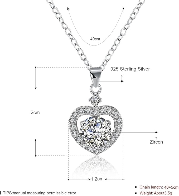 Rockyu ネックレス レディース シルバー925 一粒ジルコニア ハートペンダント
