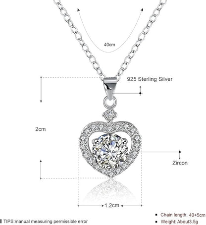 Rockyu ネックレス レディース シルバー925 一粒ジルコニア ハートペンダント