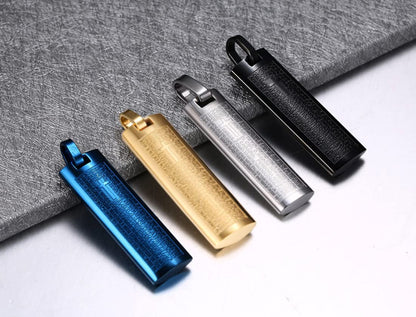 Rockyu ネックレス メンズ チタン製 十字架 プレートネックレス 経文 長方体ペンダント