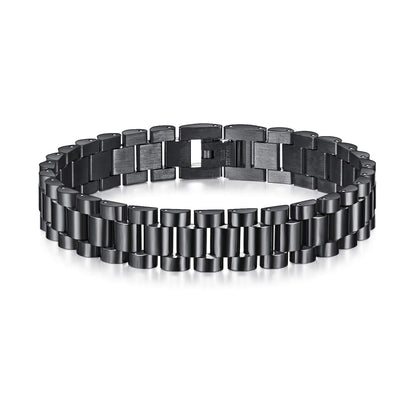 Rockyu メンズ ブレスレット チタン製 時計バンド風 12mm 幅広デザイン 21cm