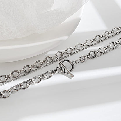 Rockyu 二連マンテルネックレス レディース シルバー