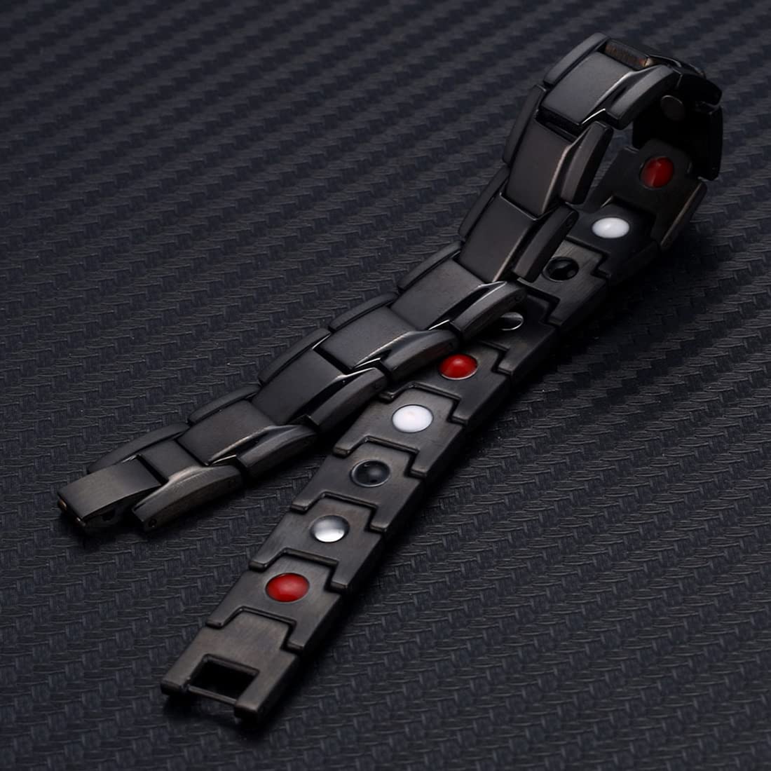 Rockyu ブレスレット メンズ 磁気 ブラック シルバー ゴールド ステンレス アクセサリー