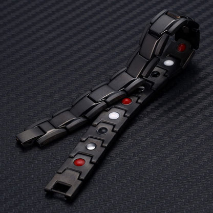 Rockyu ブレスレット メンズ 磁気 ブラック シルバー ゴールド ステンレス アクセサリー