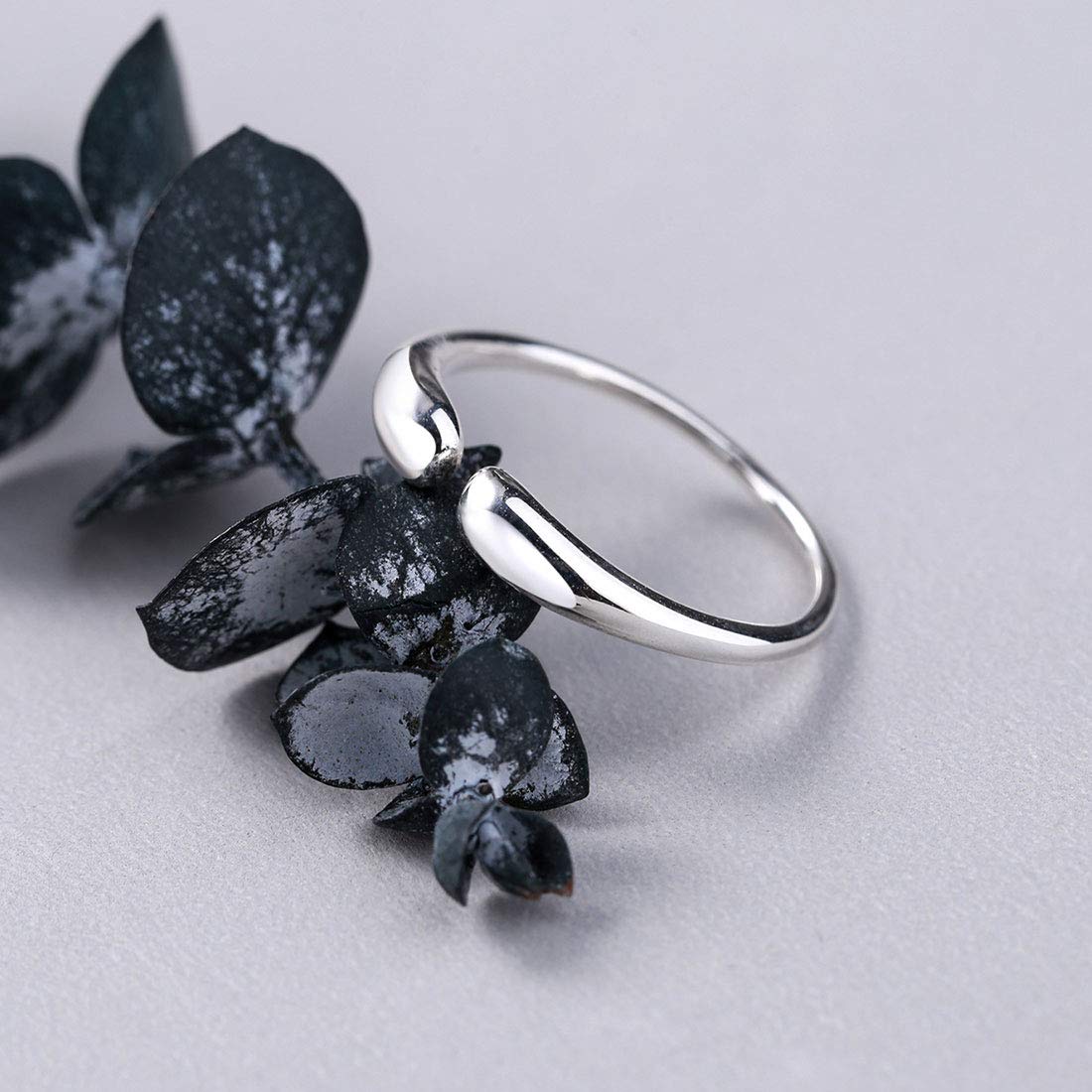 Rockyu リング レディース シルバー925 フリーサイズ ホワイトゴールド 流れる雫 ファランジリング ジュエリー