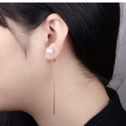 Rockyu パールチェーンピアス ステンレス ゴールド シルバー レディース