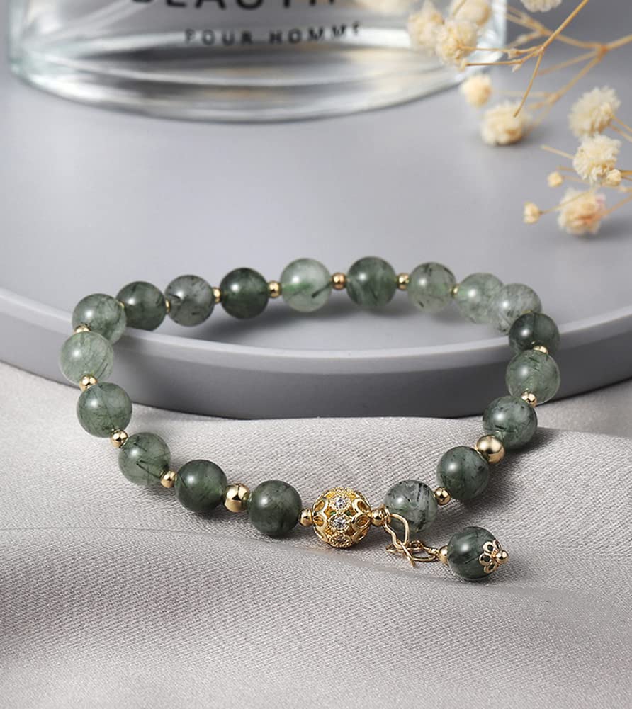 Rockyu 生命樹ブレスレット 天然石 緑松石 数珠 10mm メンズ レディース パワーストー