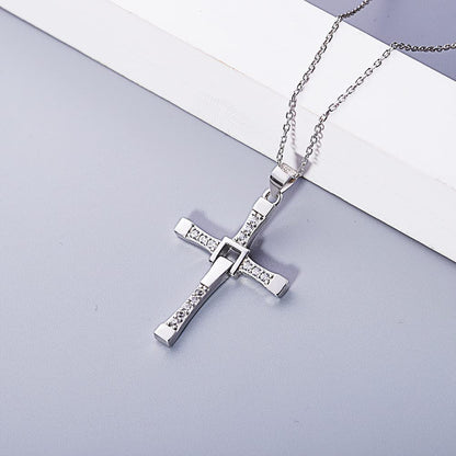 Rockyu 十字架ネックレス レディース チタン製 18K仕上げ クロスデザイン ジルコニア付