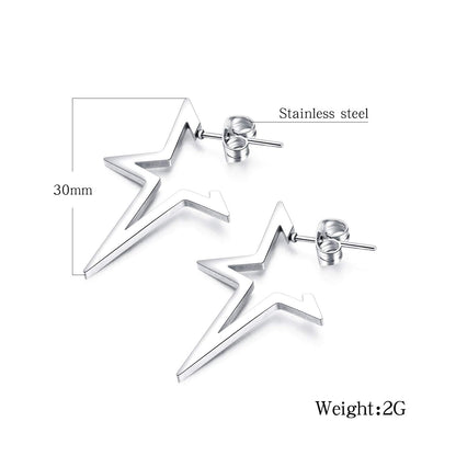 Rockyu 星モチーフピアス ステンレス製 30mm レディース 金属アレルギー対応 シンプル＆おしゃれ