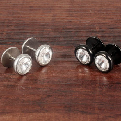 Rockyu ピアス メンズ レディース 両耳用 サージカルステンレス ジルコニア 10mm ブラック＆シルバー