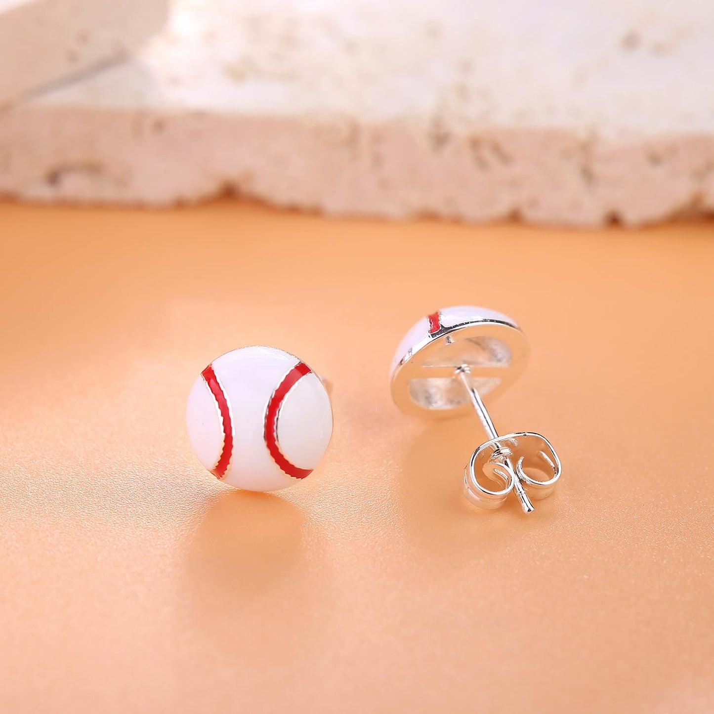 Rockyu ピアス レディース スポーツデザイン 925スターリングシルバー バスケットボール/サッカー/野球/テニス/ラグビー/バレーボール 金属アレルギー対応