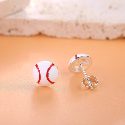 Rockyu ピアス レディース スポーツデザイン 925スターリングシルバー バスケットボール/サッカー/野球/テニス/ラグビー/バレーボール 金属アレルギー対応