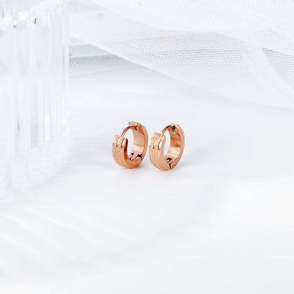 Rockyu ピンクゴールド フープピアス レディース チタン製 シンプル 18Kメッキ