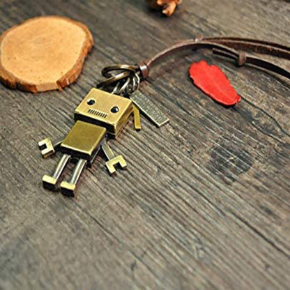 Rockyu ネックレス メンズ レディース ロボットモチーフ レザー 紐ネックレス 合金 ユニセックス