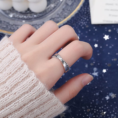 Rockyu レディース リング シルバー925 フリーサイズ 英字刻印 交差デザイン 金属アレルギー対応