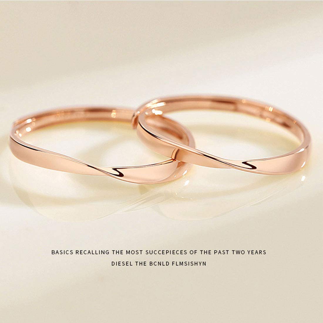 Rockyu シンプルクロスデザイン リング レディース ピンクゴールド＆シルバー 18Kメッキ フリーサイズ