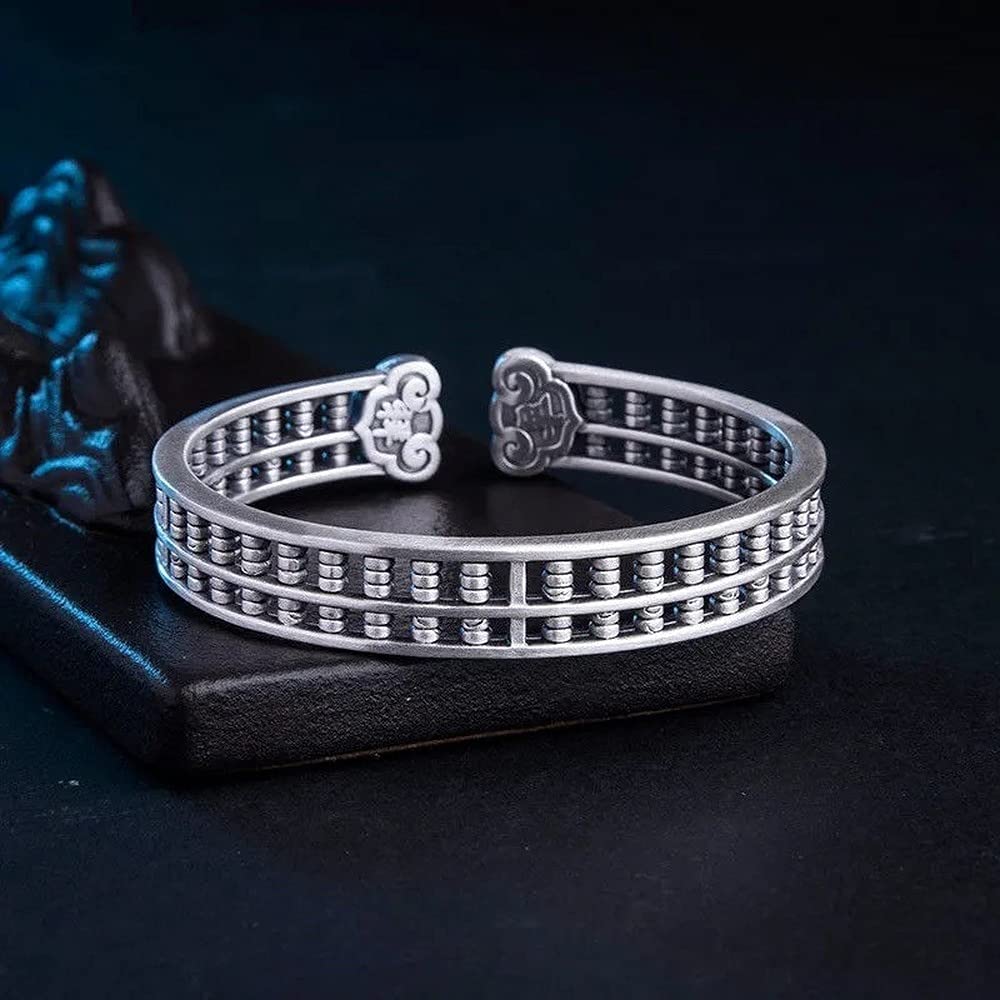 Rockyu バングル 男女兼用 そろばんデザイン シルバー＆ゴールド 開運 厄除け 中華風 アクセサリー