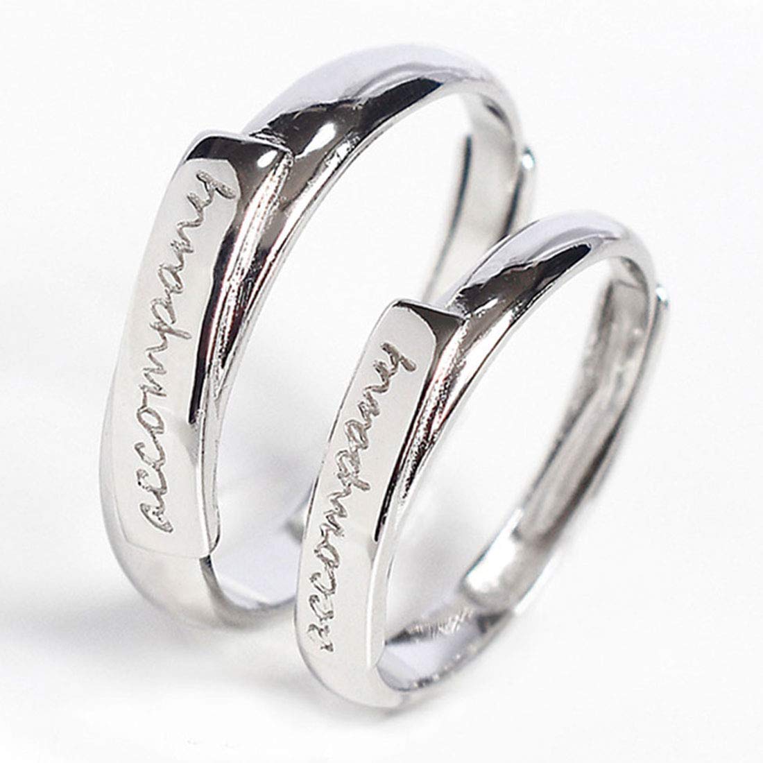 Rockyu 指輪 ペアリング フリーサイズ シルバー925 刻印入り シンプルデザイン 結婚・記念日用