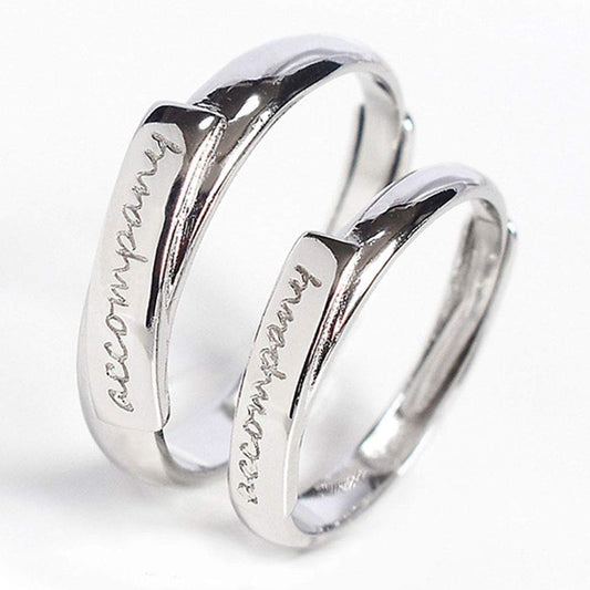 Rockyu 指輪 ペアリング フリーサイズ シルバー925 刻印入り シンプルデザイン 結婚・記念日用