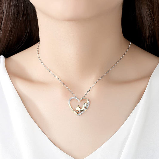 Rockyu ネックレス レディース ハート シルバー ゴールド ジルコニア かわいい ニャンコ ネコ 猫ネックレス 動物 猫モチーフ キャットにゃんちゃん 心型ペンダント