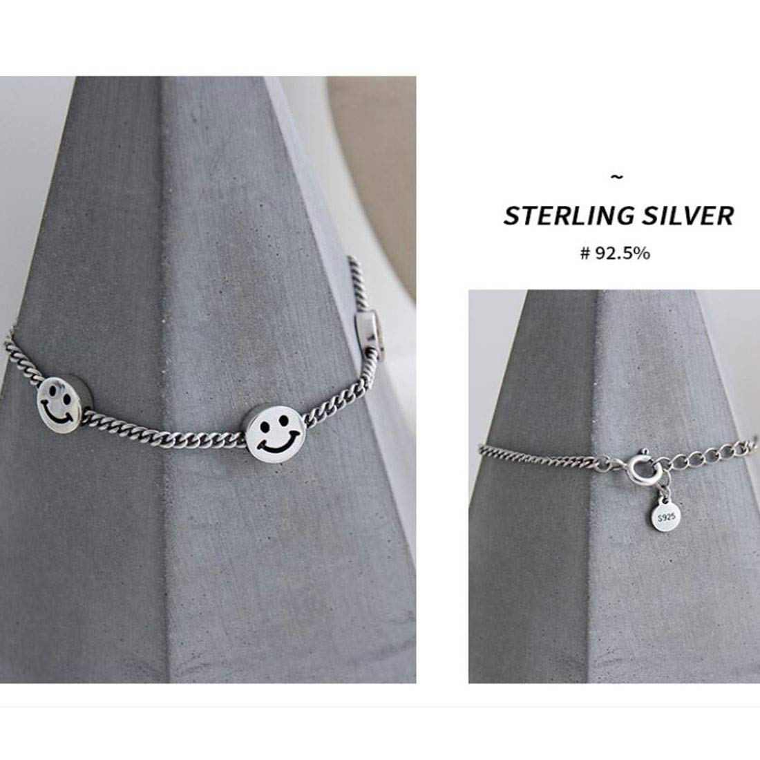 Rockyu スマイルブレスレット レディース – 925シルバー 喜平チェーン×笑顔モチーフ