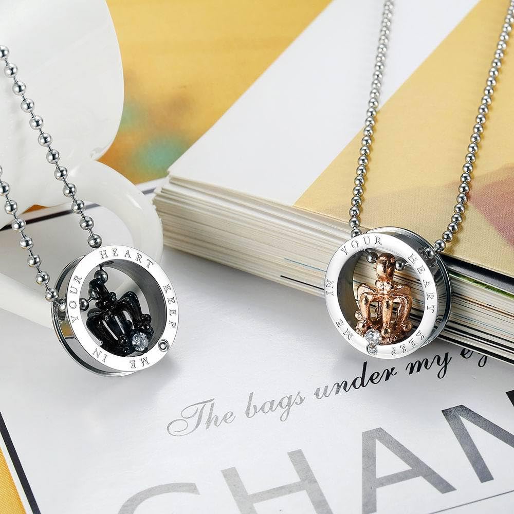 Rockyu クラウンリングペンダントネックレス レディース メンズ