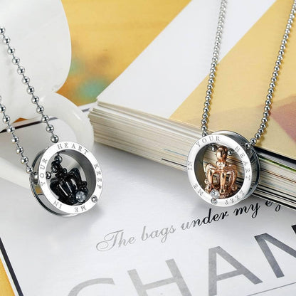 Rockyu クラウンリングペンダントネックレス レディース メンズ