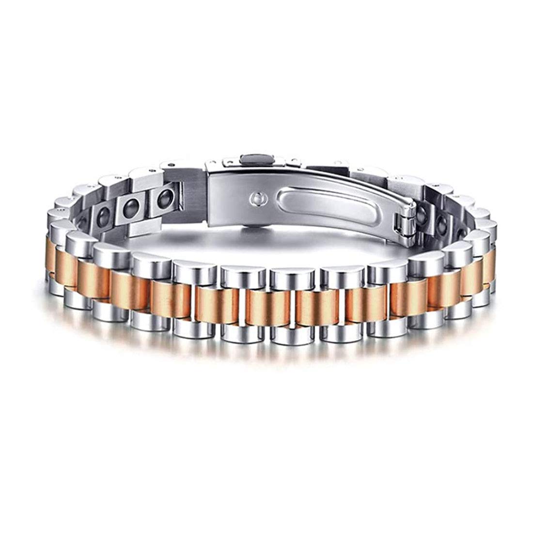 Rockyu 磁気ブレスレット メンズ｜ゲルマニウム＆チタン ステンレス製 健康サポートアクセ